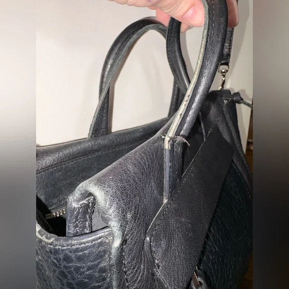 Coach Mini Riley Satchel Black Pebbled Leather Crossbody Bag 27923 - Picture 14 of 16